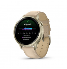 Garmin Venu 4 - 41mm Lunar Gold-Bone pulzusmérő óra Szilikon és Bőr szíjjal