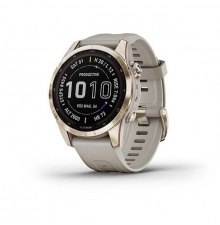 Garmin fenix 7S Pro Sapphire Krémarany homokkő színű szilikon szíjjal pulzusmérő óra