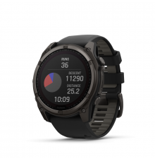 Garmin Fenix 8 Solar 51mm Sapphire Carbon Gray DLC Titan fekete/sötétszürke szilikon szíjjal