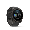 Garmin Fenix 8 Amoled 47mm Sapphire Carbon Gray DLC Titanium fekete/sötétszürke szilikon szíjjal pulzusmérő óra