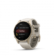 Garmin Fenix 8 Amoled 43mm Sapphire Soft Gold homokkő/szürke szilikon szíjjal pulzusmérő óra