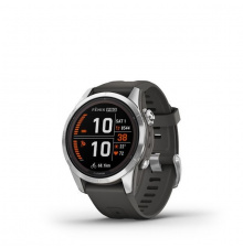 Garmin Fenix 7S Pro Solar Ezüst Grafitszürke Szilikon Szíjjal pulzusmérő óra