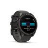 Garmin Fenix 8 Amoled 47mm Sapphire Carbon Gray DLC Titanium fekete/sötétszürke szilikon szíjjal pulzusmérő óra