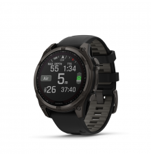 Garmin Fenix 8 Solar 47mm Sapphire Carbon Gray DLC Titan fekete/sötétszürke szilikon szíjjal