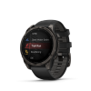 Garmin Fenix 8 Amoled 47mm Sapphire Carbon Gray DLC Titanium fekete/sötétszürke szilikon szíjjal pulzusmérő óra