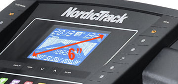 A NordicTrack C200 futópad konzolja edzés közben is könnyen elérhető és jól látható.