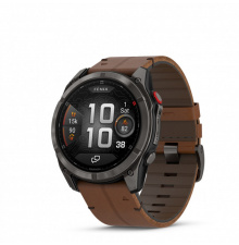 Garmin Fenix 8 PRO Amoled 51mm Sapphire Carbon Gray DLC Titanium barna bőr + fekete szilikon szíjjal pulzusmérő óra