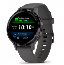 Garmin Venu 3 Slate Black pulzusmérő óra Bőr és Szilikon Szíjjal